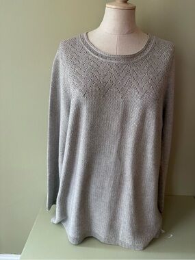 Northern Reflections Light Gray Textured Crewneck Sweater XL